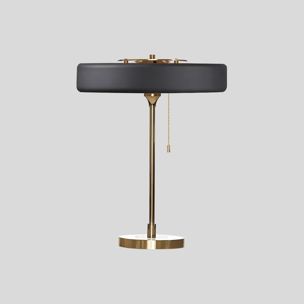 Mid-Century Round Table Lamp with Pull Chain | Desfino