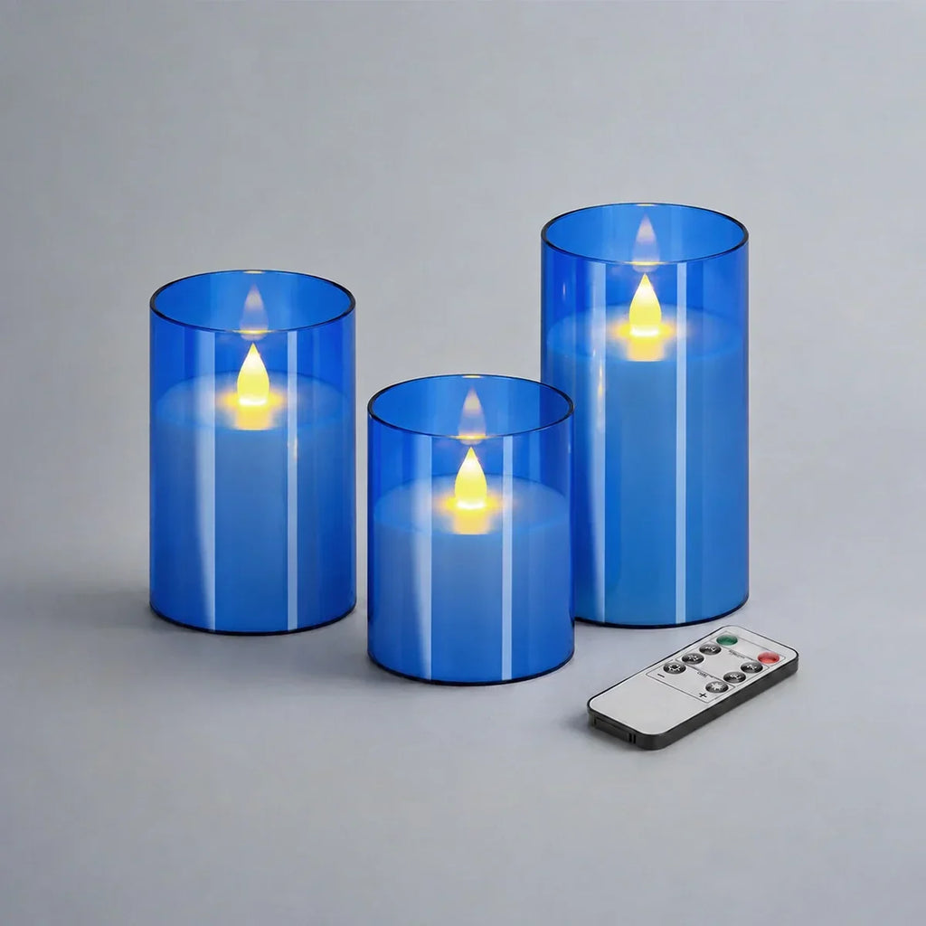 Säulenkerzen aus Acrylglas, flammenlos, 12er-Pack × 6 | Desfino