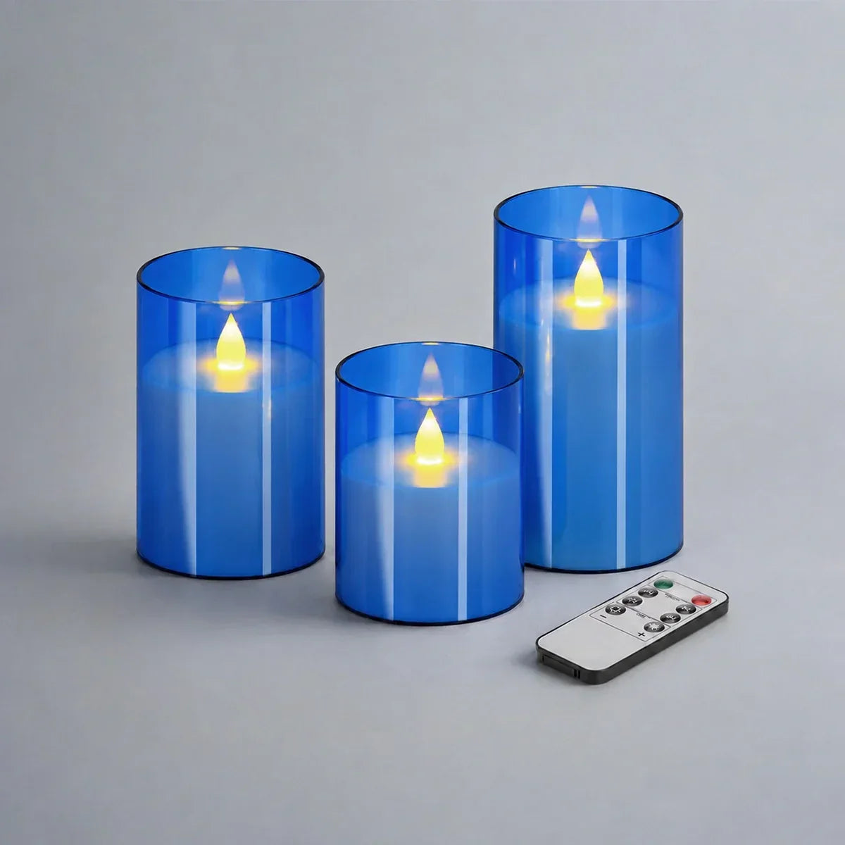 Säulenkerzen aus Acrylglas, flammenlos, 12er-Pack × 6 | Desfino