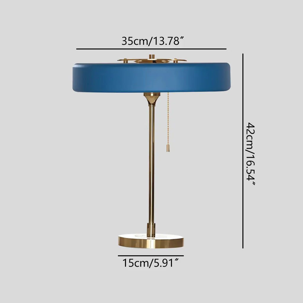 Mid-Century Round Table Lamp with Pull Chain | Desfino