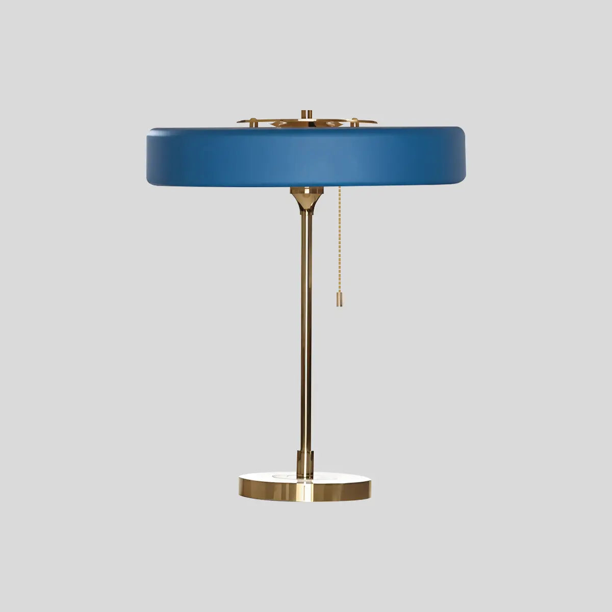 Mid-Century Round Table Lamp with Pull Chain | Desfino