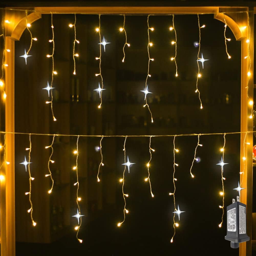 LumaWeave witte led-gordijnverlichting van 4m x 0.6m — Sterrenlichtgloed - Desfino