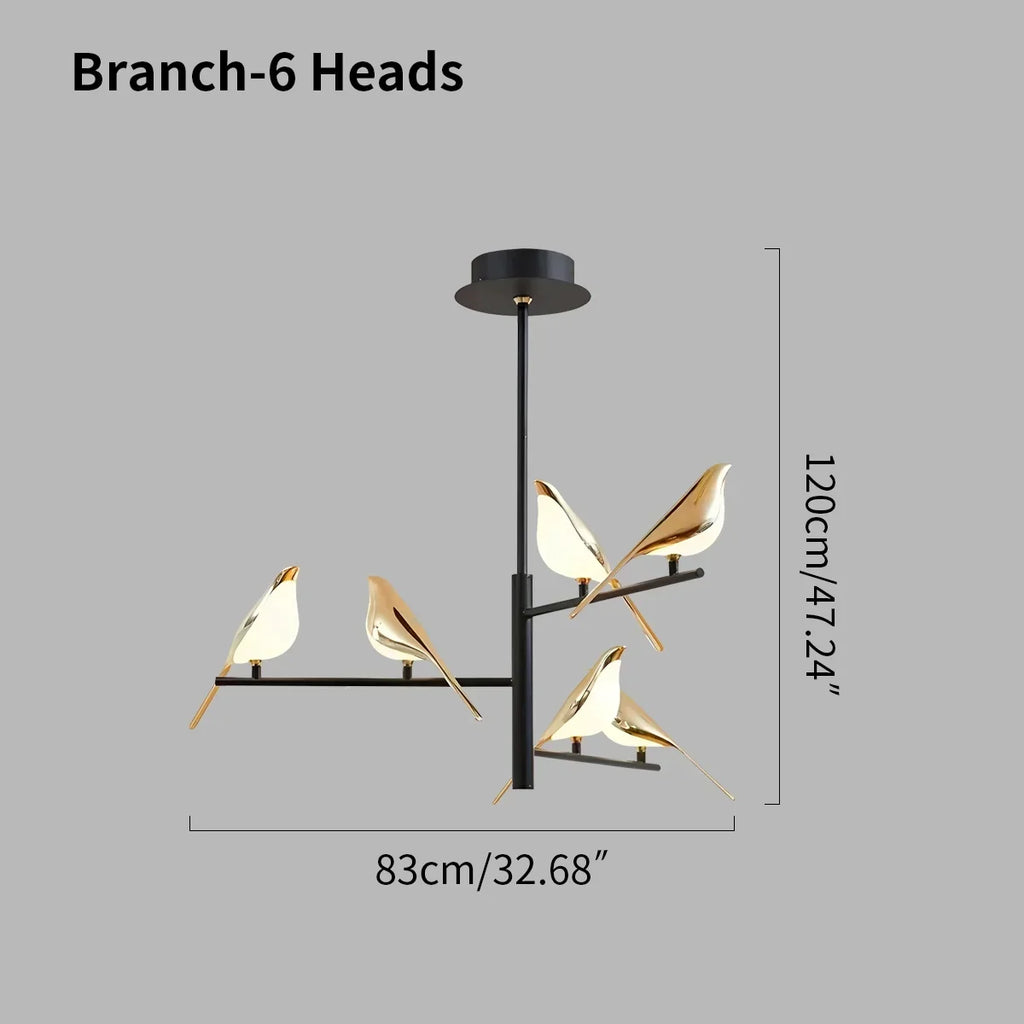 Modern Gold Birds LED Chandelier | Desfino