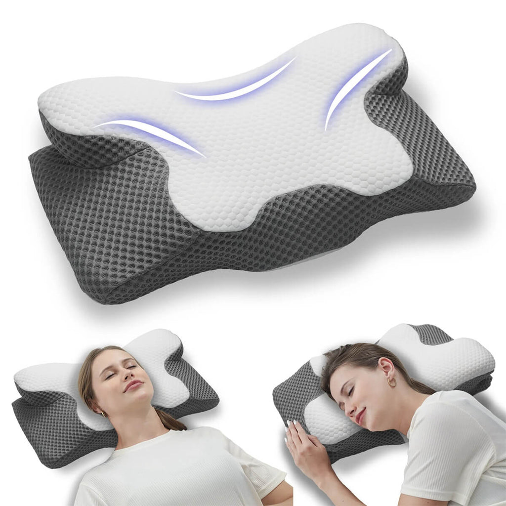 Almofada cervical de espuma viscoelástica SomniCurve — Capa refrescante, suporte do pescoço - Desfino