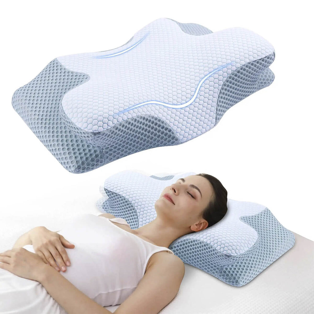 Almofada cervical de espuma viscoelástica SomniCurve — Capa refrescante, suporte do pescoço - Desfino