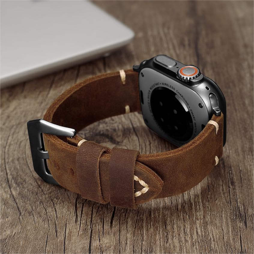 Marlowe Apple-Watch-Armband - Vintage-Leder, handgenäht - Desfino