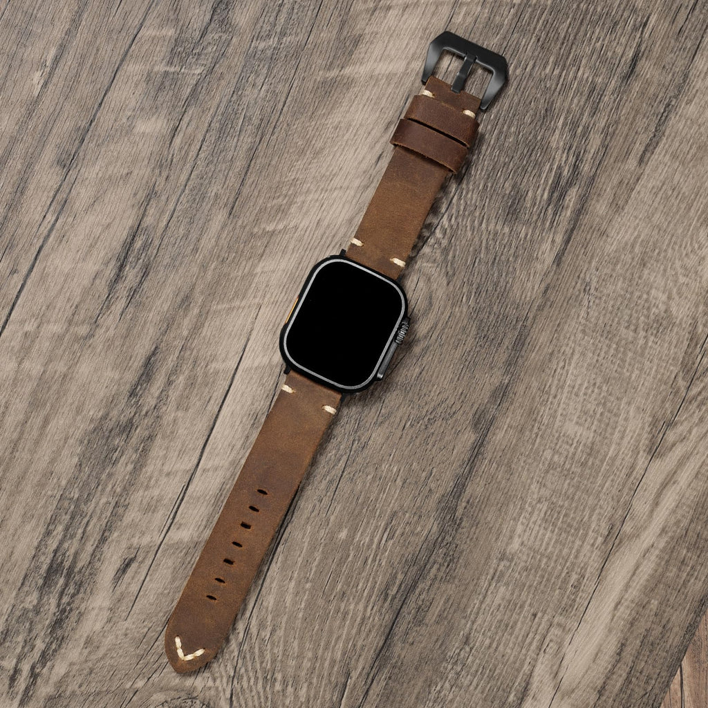 Marlowe Apple-Watch-Armband - Vintage-Leder, handgenäht - Desfino