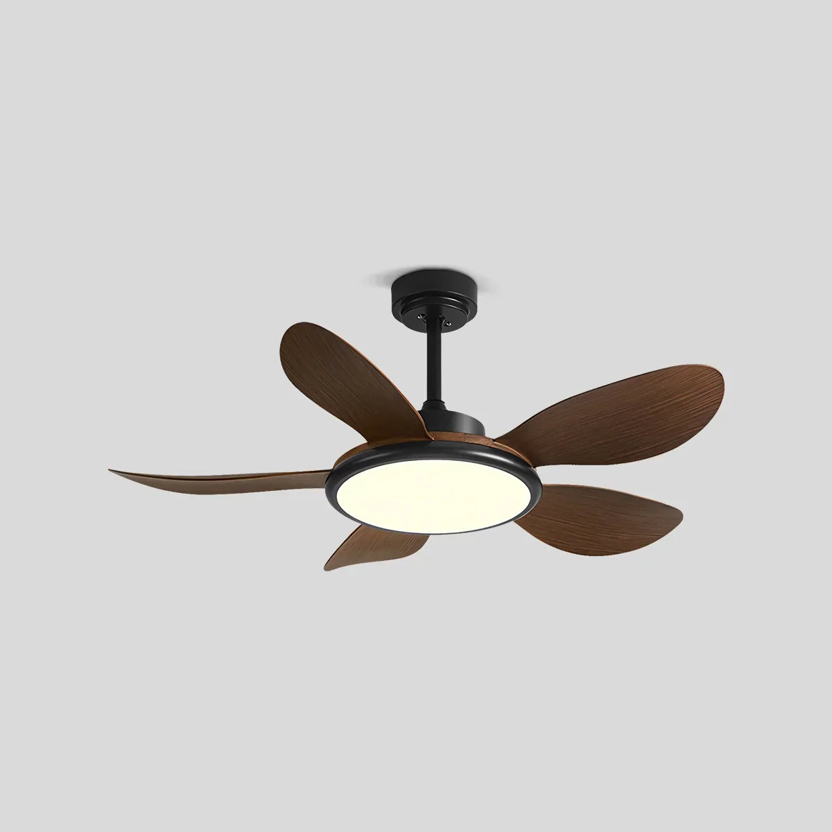Deckenventilator mit 5 Holzflügeln und Licht fürs Wohnzimmer | Desfino