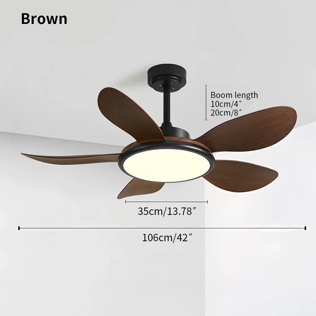 Deckenventilator mit 5 Holzflügeln und Licht fürs Wohnzimmer | Desfino
