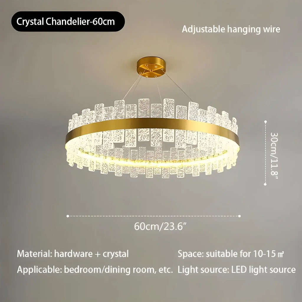 Moderner Kronleuchter aus mattiertem Glas und Kristall | Desfino