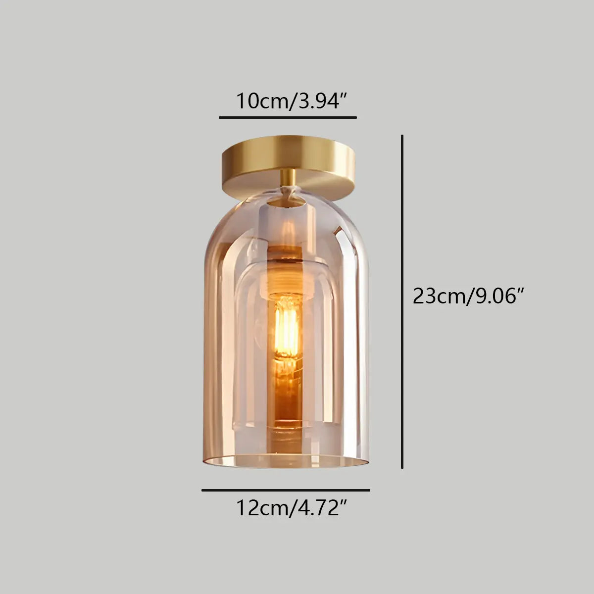 Vintage Glass Semi-Flush Ceiling Light for Entryway | Desfino