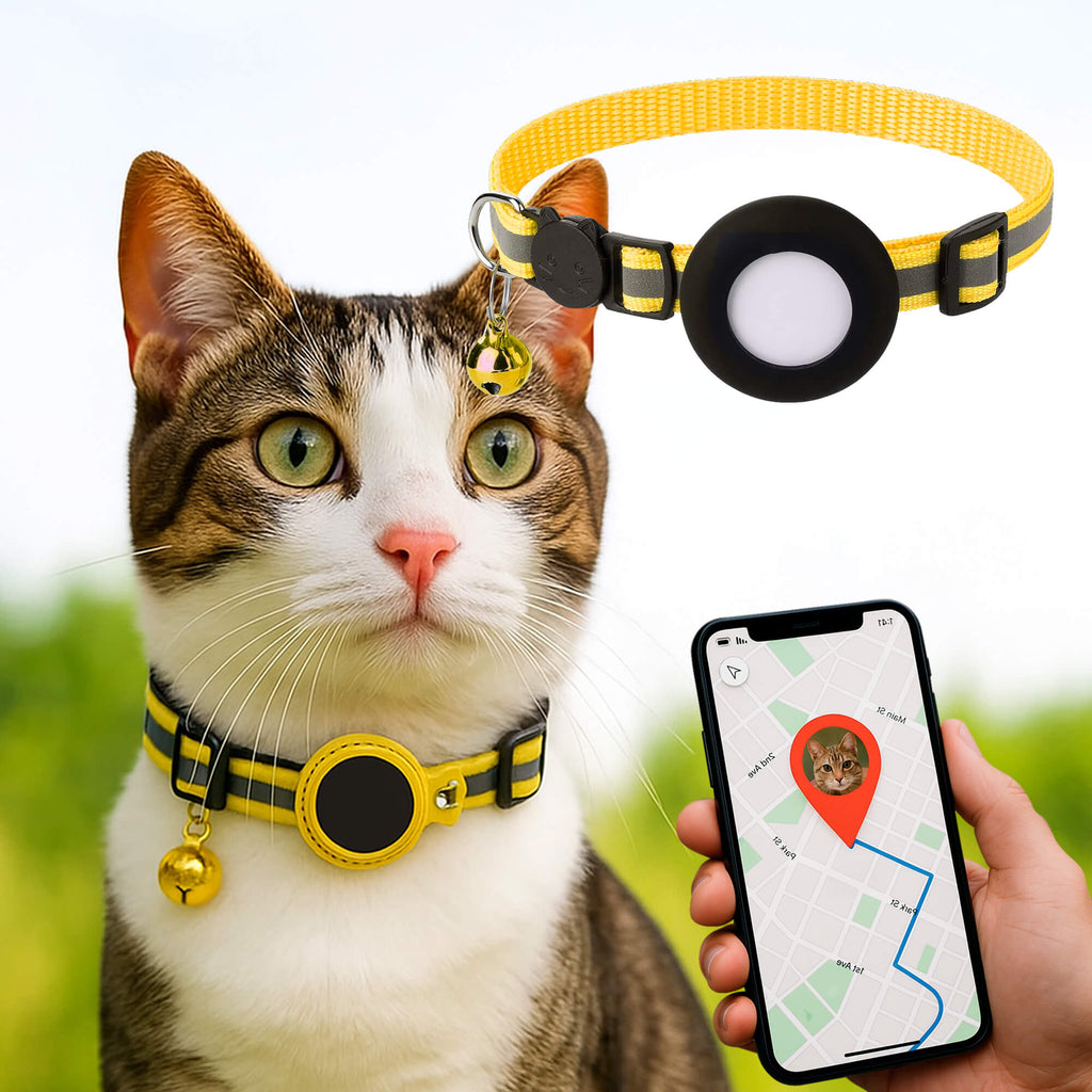 Collier réfléchissant pour chat à ouverture rapide - support réglable pour traceur GPS - Desfino
