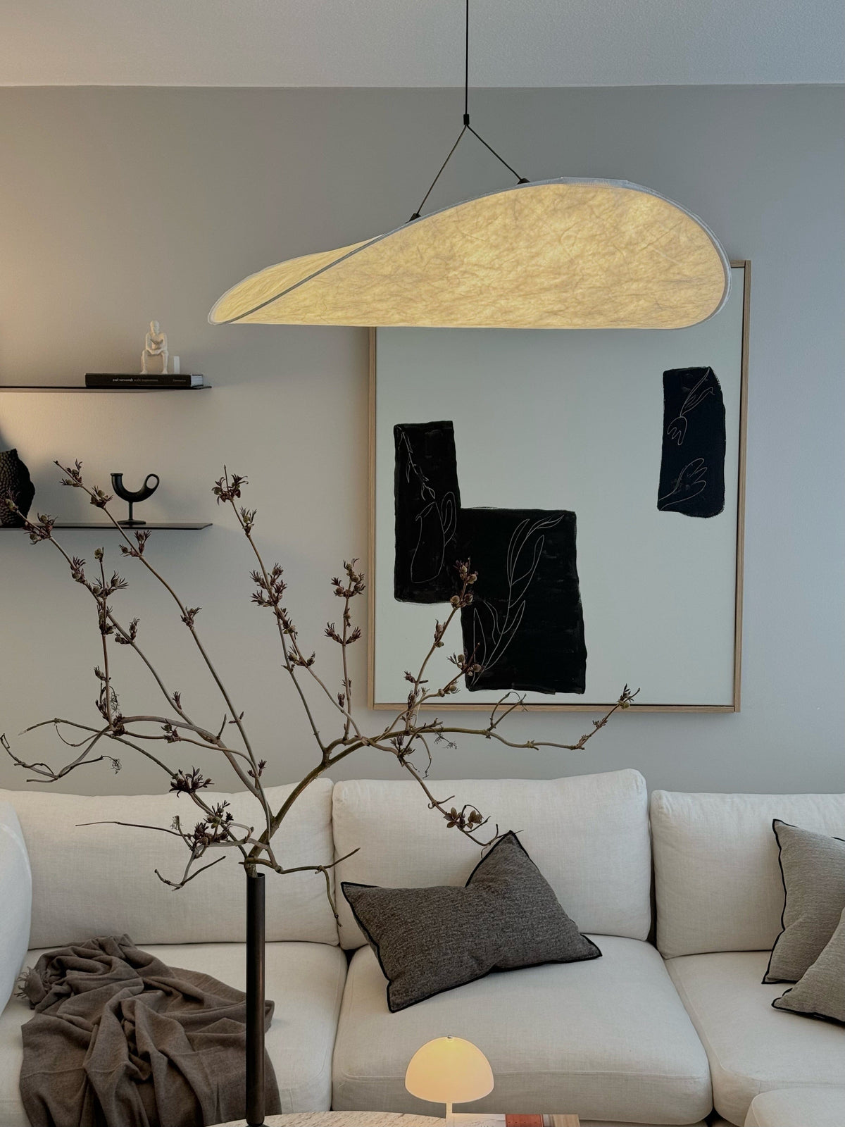 Lyra Silk Leaf -LED-riippuvalaisin — pohjoismainen hehkuva kattokruunu - Desfino