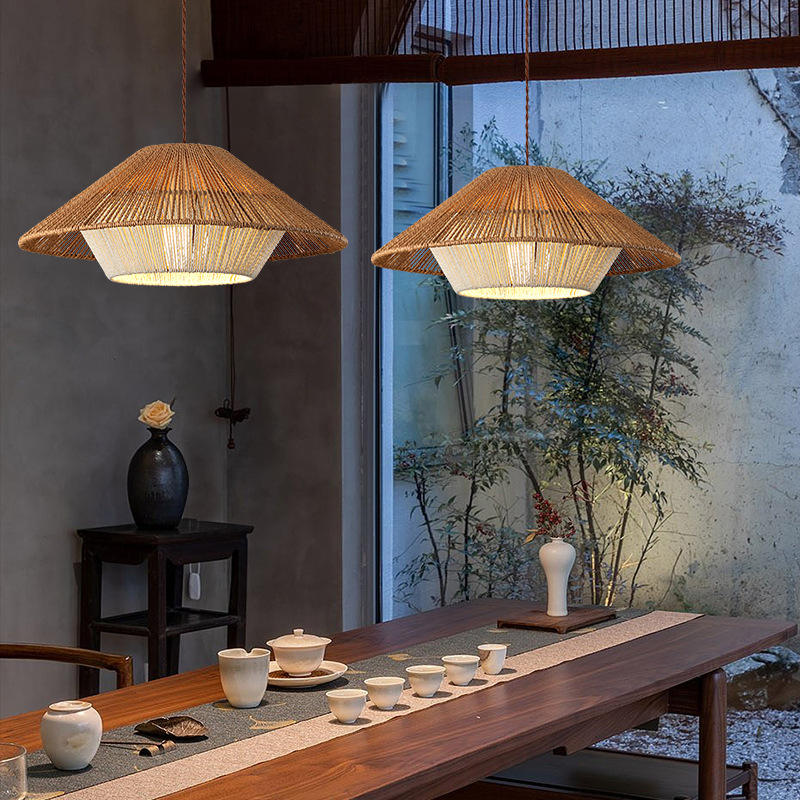 Pleciona japońska lampa wisząca Sora — wisząca lampa w stylu zen boho | Desfino