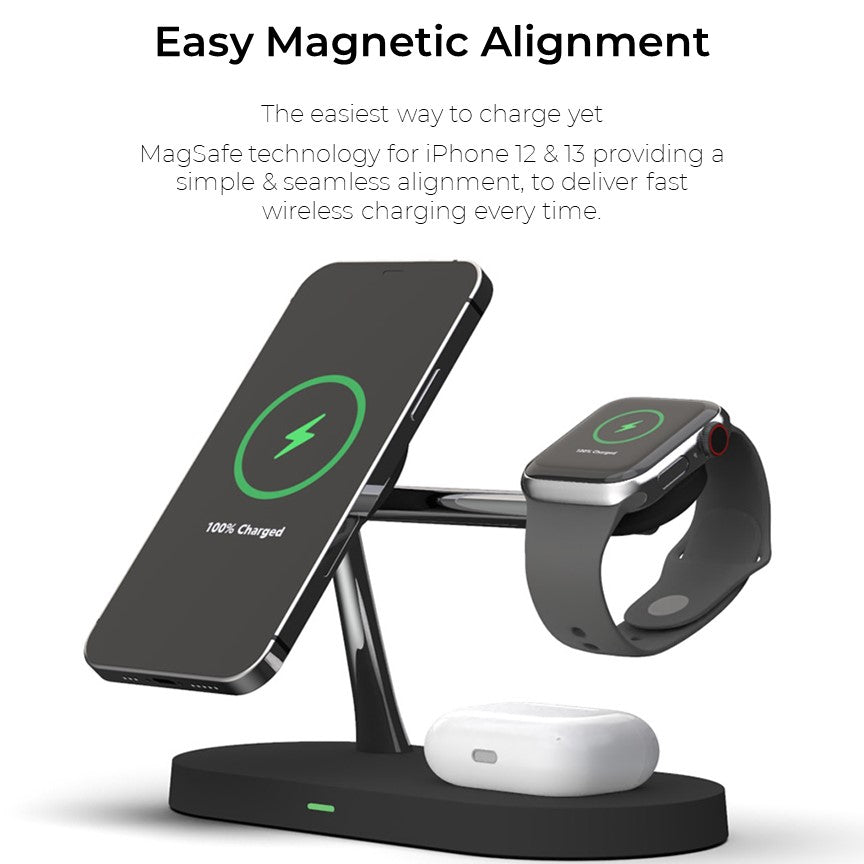 Voltiva 4-in-1マグネット式Qiワイヤレス充電器（スマートフォン、ウォッチ＆イヤホン用） - Desfino
