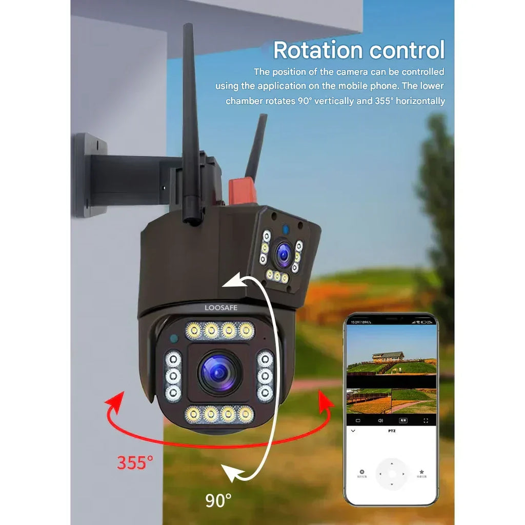 Fenlor 4K 太阳能安防摄像头 — 双镜头、10x 光学变焦、4G/WiFi - Desfino