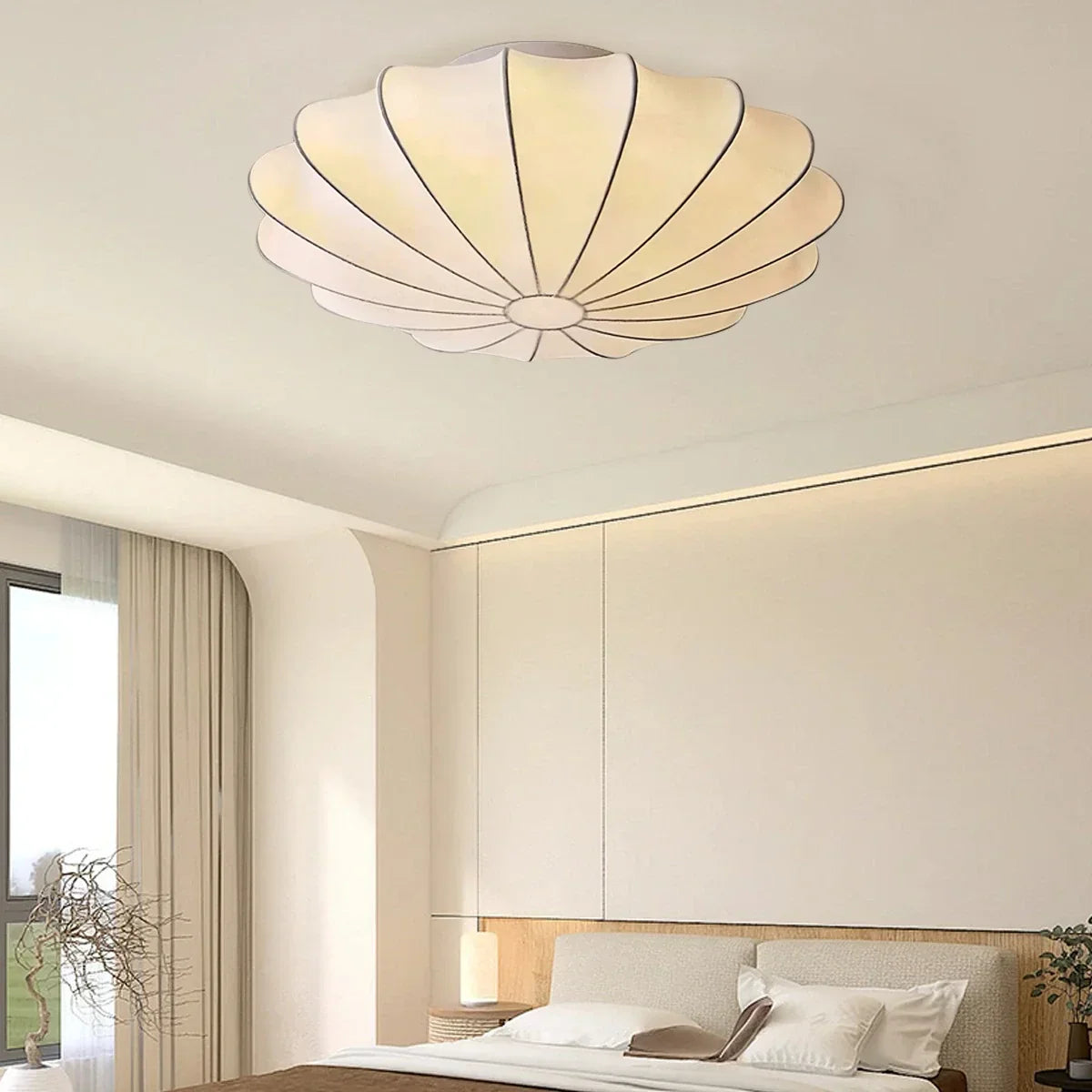 Moderne Deckenleuchte in Seidenlaternenform für das Schlafzimmer | Desfino