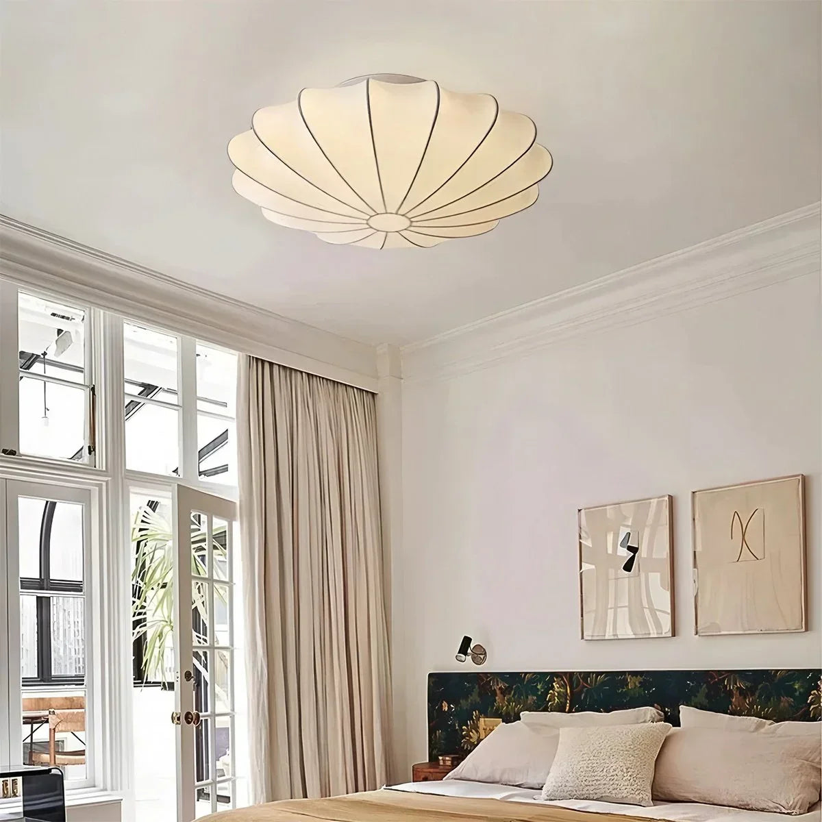 Moderne Deckenleuchte in Seidenlaternenform für das Schlafzimmer | Desfino