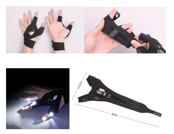 Guanti con luce LED per le dita - Illuminazione da lavoro a mani libere - Desfino