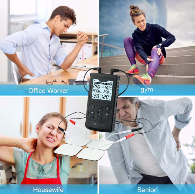 4-in-1 TENS, EMS, IFC & Russian Stimulation Device — 60 Modes, 120 Intensity Levels, 4000 Hz, 2500 Hz