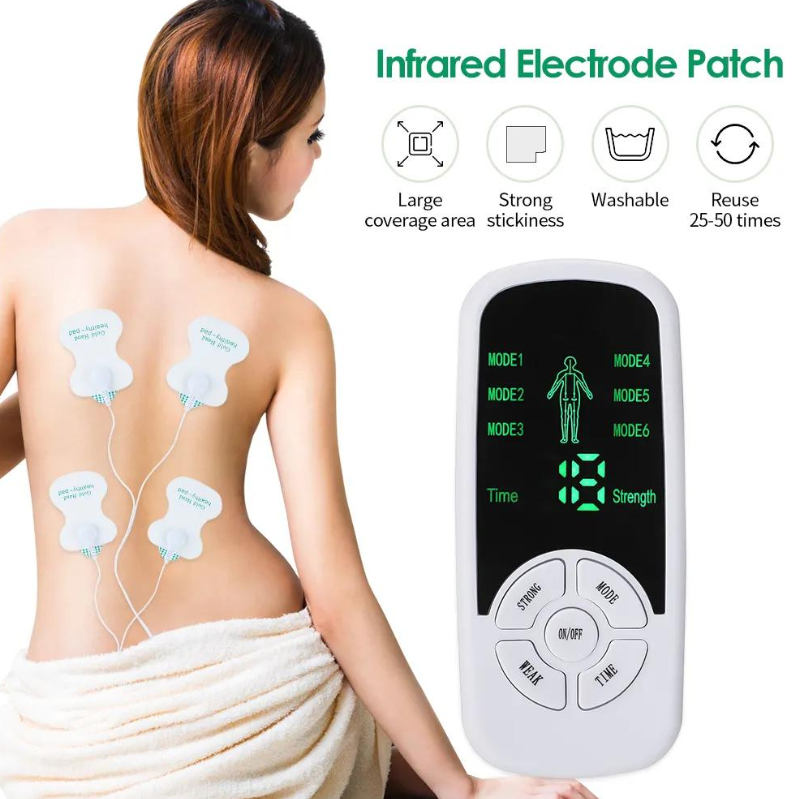 TENS-muskelstimulator — 6 moduser, 10 nivåer, stor LCD-skjerm, 4 elektroder - Desfino