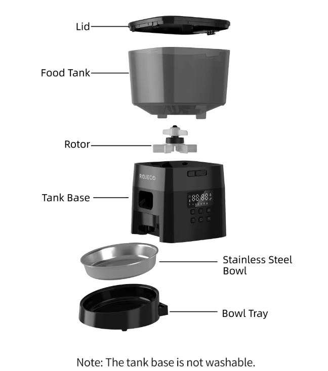Comedouro automático para animais de estimação para alimentos secos — Temporizador LCD, porções de 50–200g - Desfino