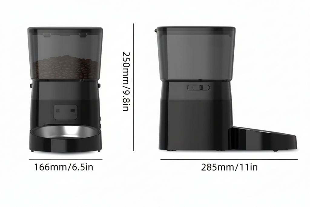 Comedouro automático para animais de estimação para alimentos secos — Temporizador LCD, porções de 50–200g - Desfino