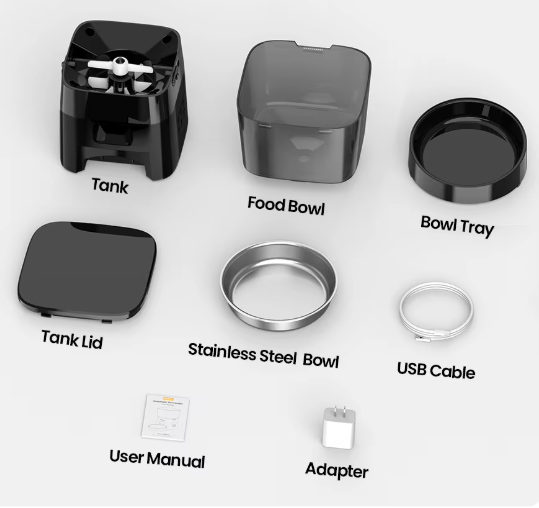 Comedouro automático para animais de estimação para alimentos secos — Temporizador LCD, porções de 50–200g - Desfino