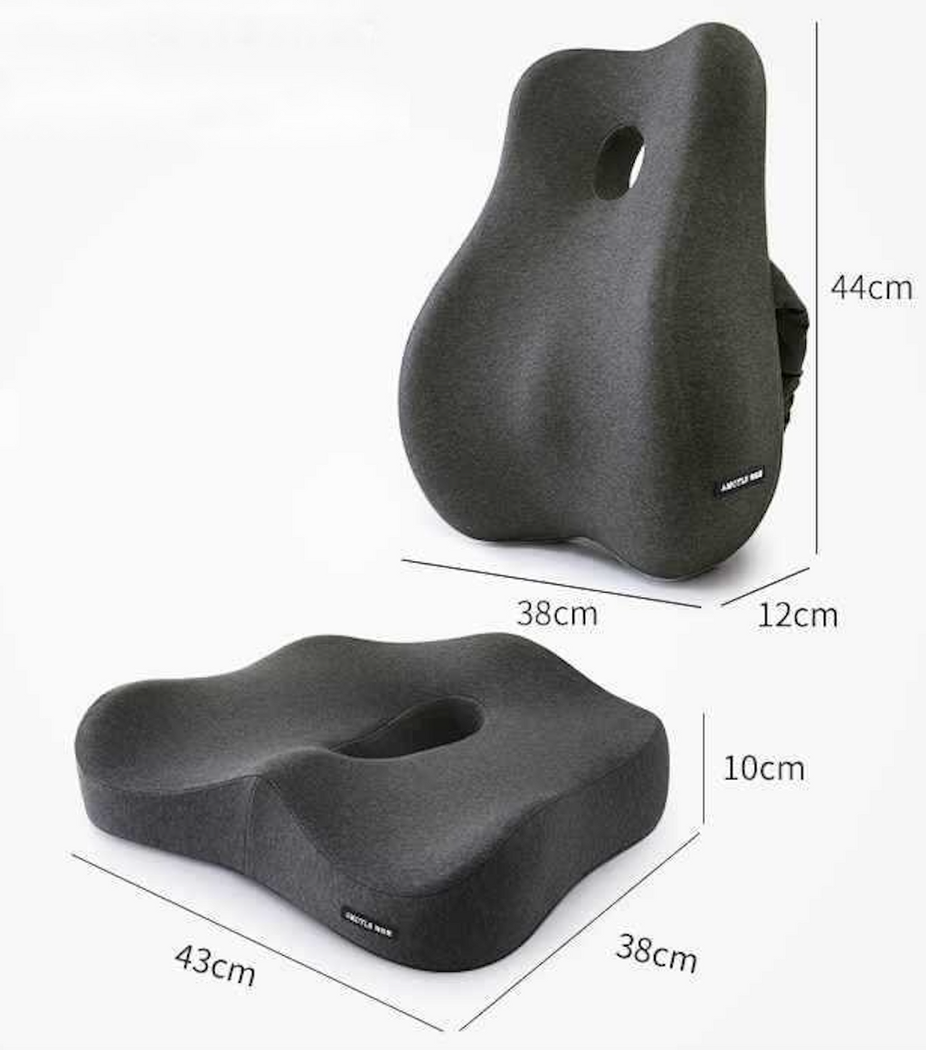 Cojín de asiento de espuma viscoelástica NovaLum — Soporte ergonómico lumbar y coccígeo - Desfino