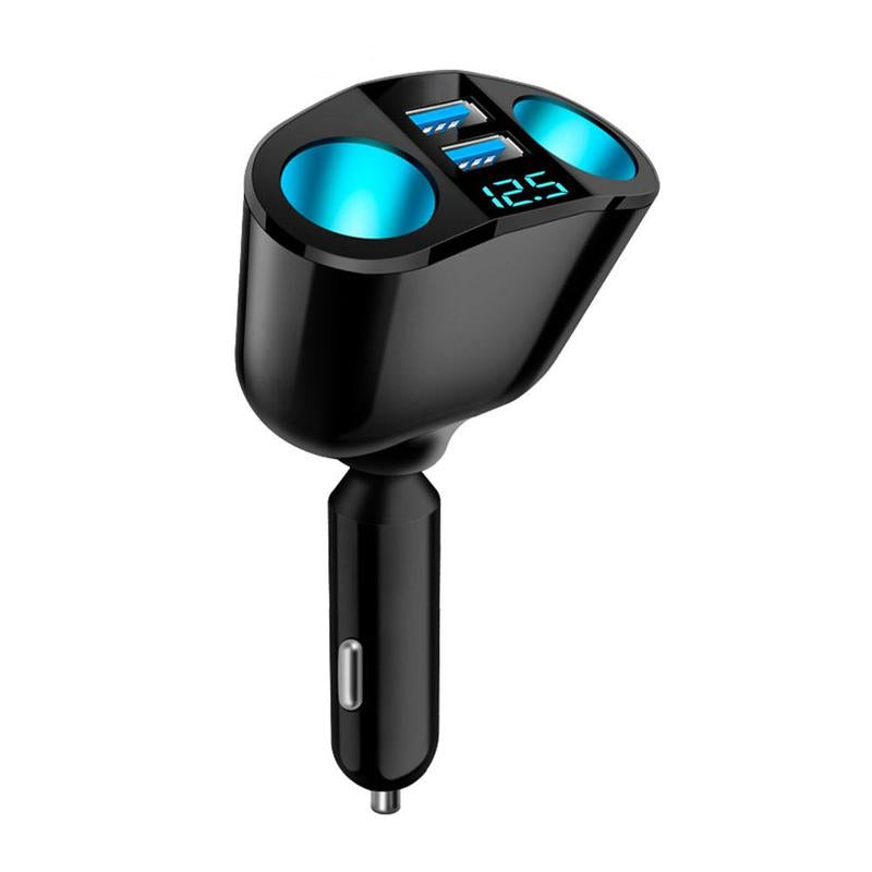 12-24V dobbelt USB-biluttakssplitter — 120W utgangseffekt, blått lys - Desfino