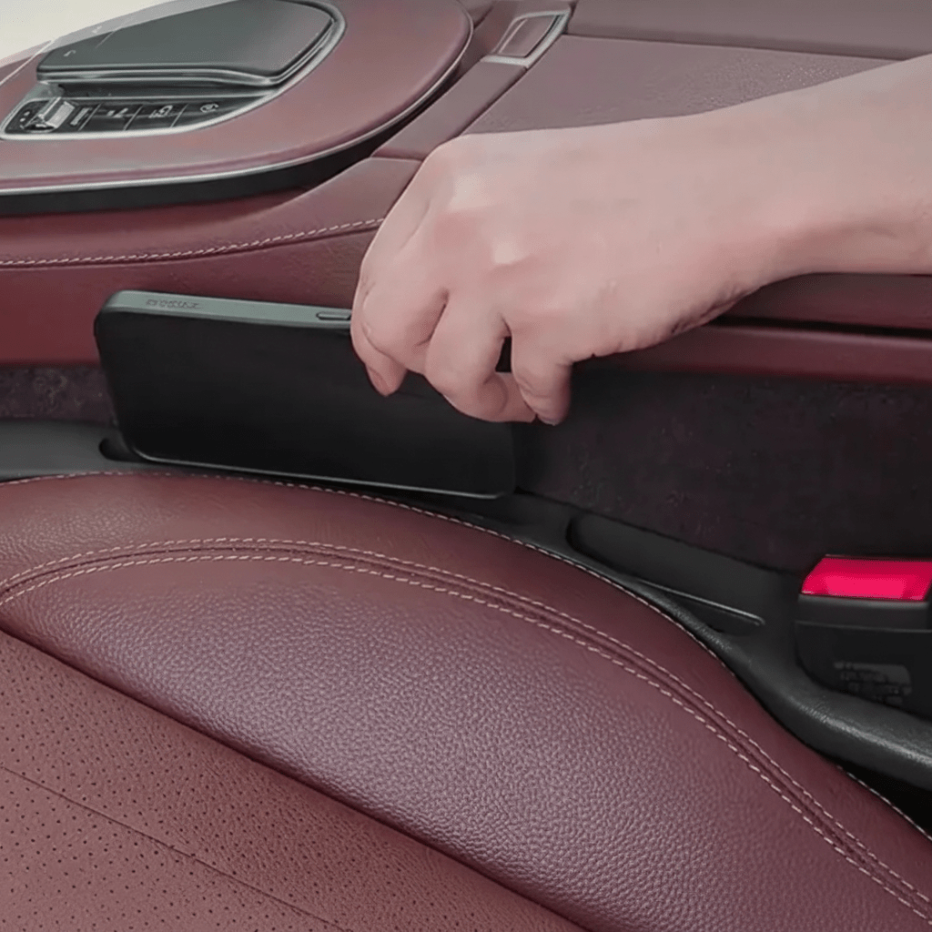 Leather Car Seat Gap Organizer — Phone, Key, Coin & Card Storage - Desfino