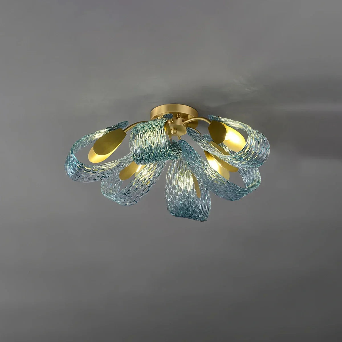 Peacock Blue Art Glass Chandelier for Dining Room | Desfino