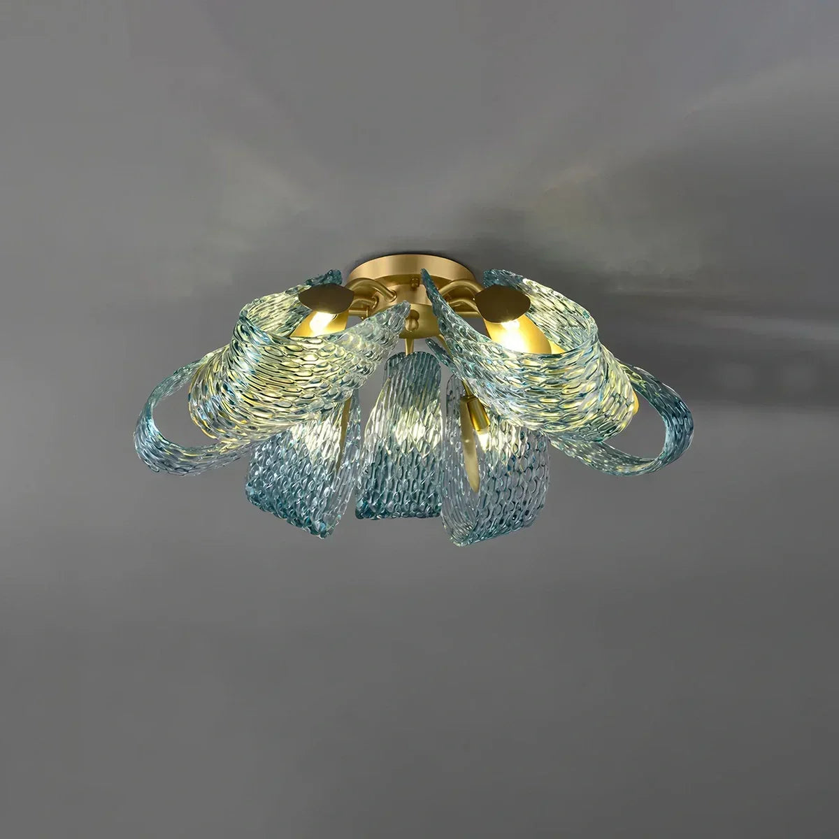 Peacock Blue Art Glass Chandelier for Dining Room | Desfino
