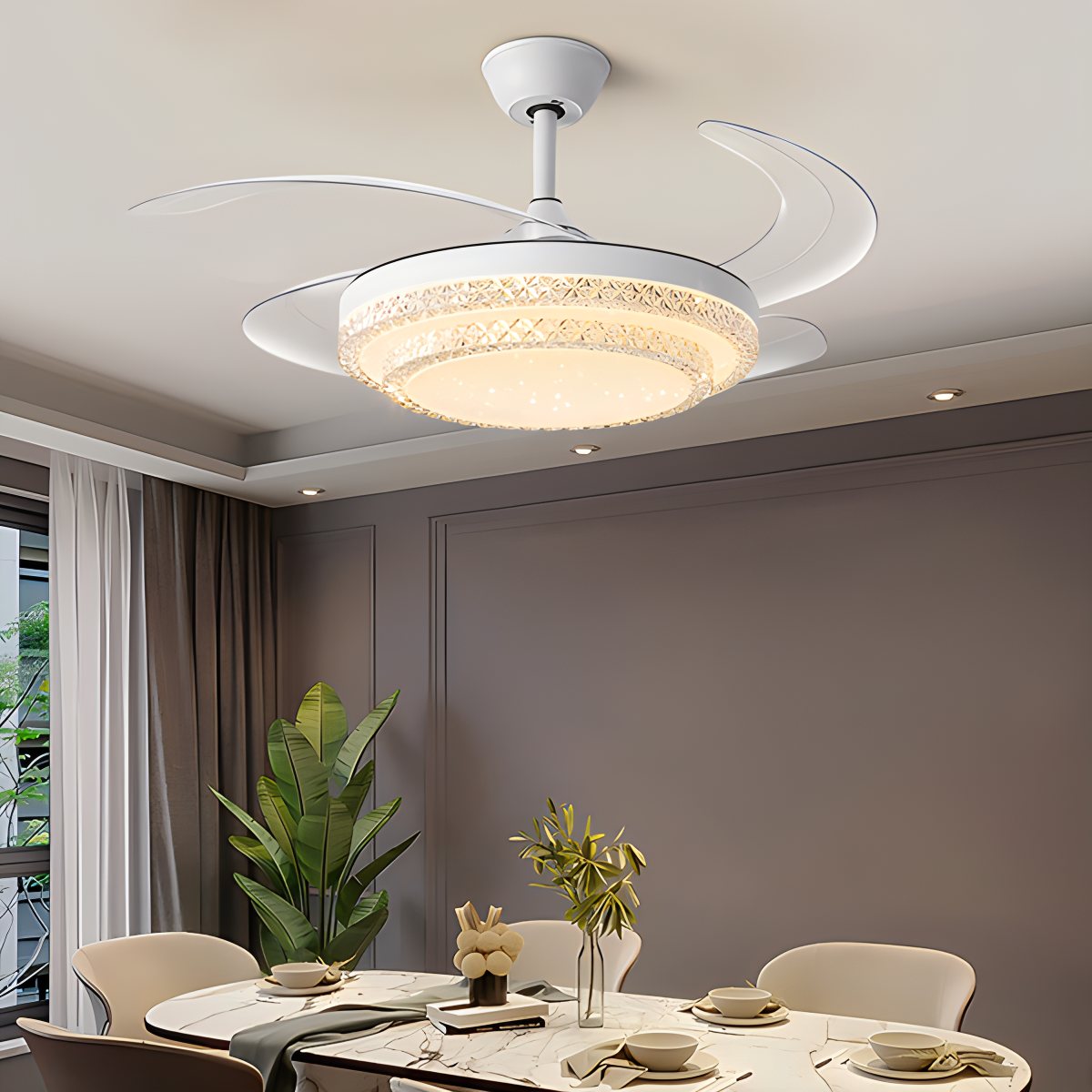 Dimmable Remote Hugger Ceiling Fan Light | Desfino