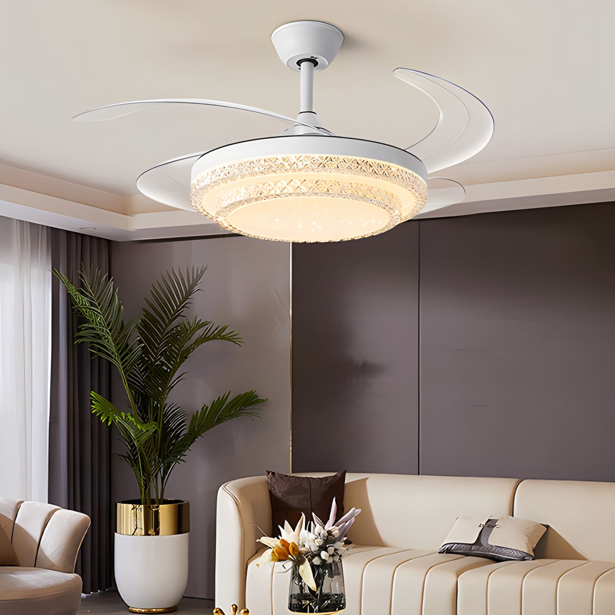 Dimmable Remote Hugger Ceiling Fan Light | Desfino