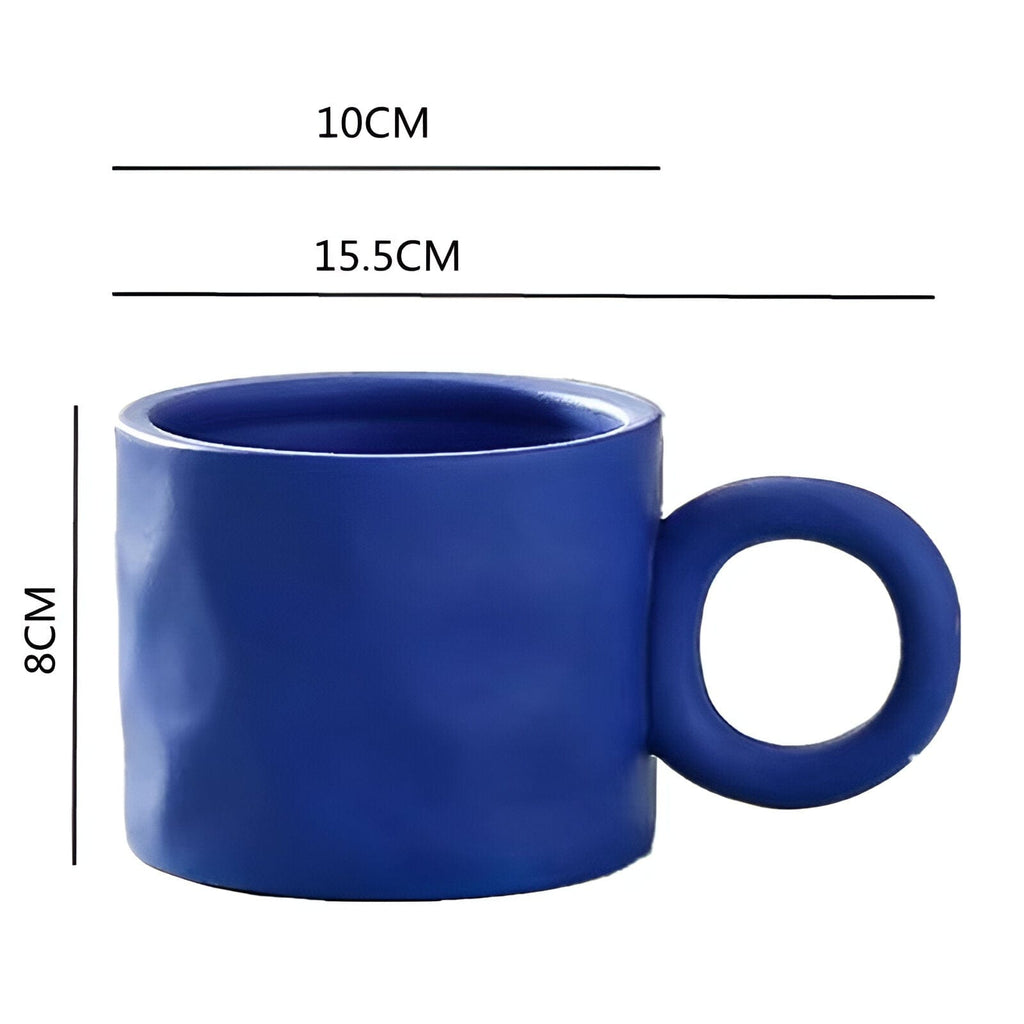 Tasse à café en céramique bleue Viora — design émaillé avec anse en anneau - Desfino