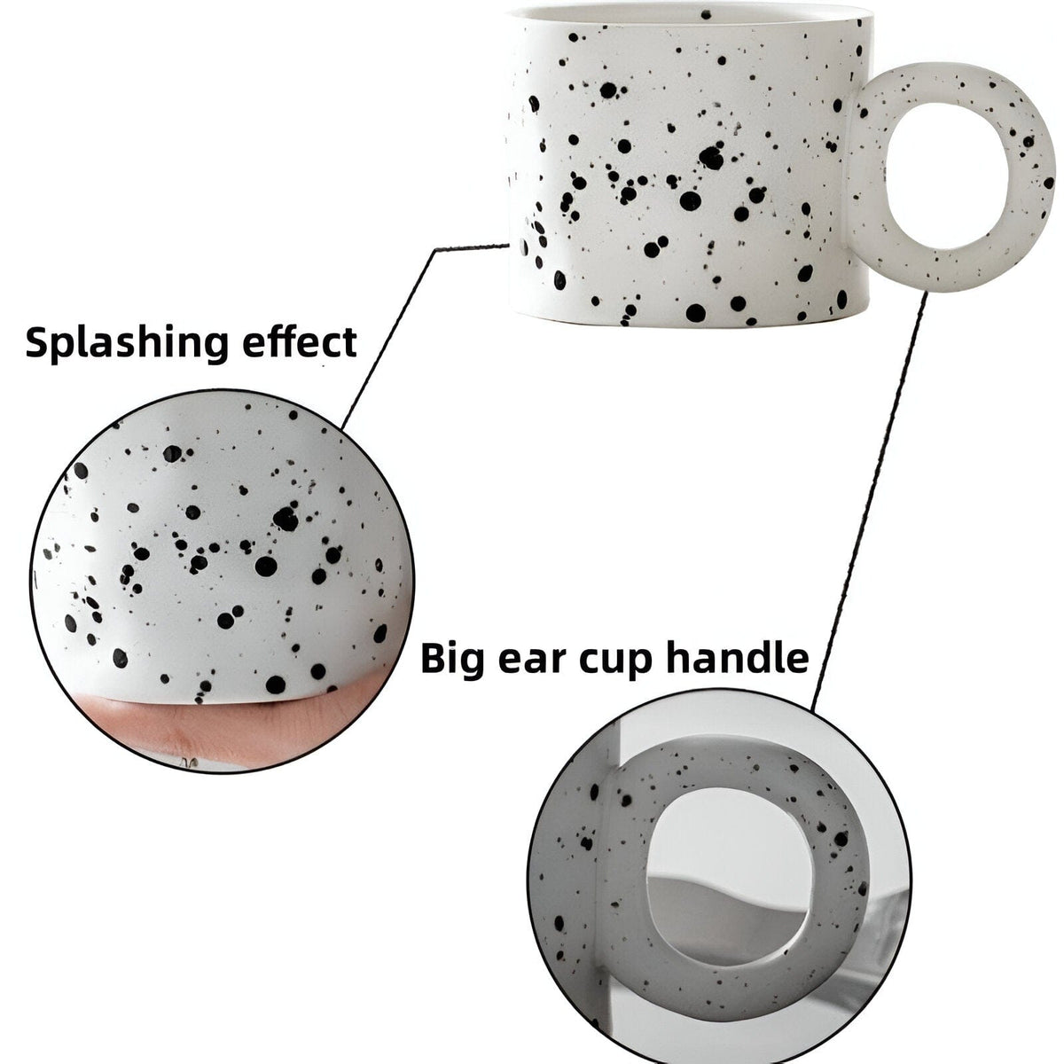 Tasse à café en céramique bleue Viora — design émaillé avec anse en anneau - Desfino