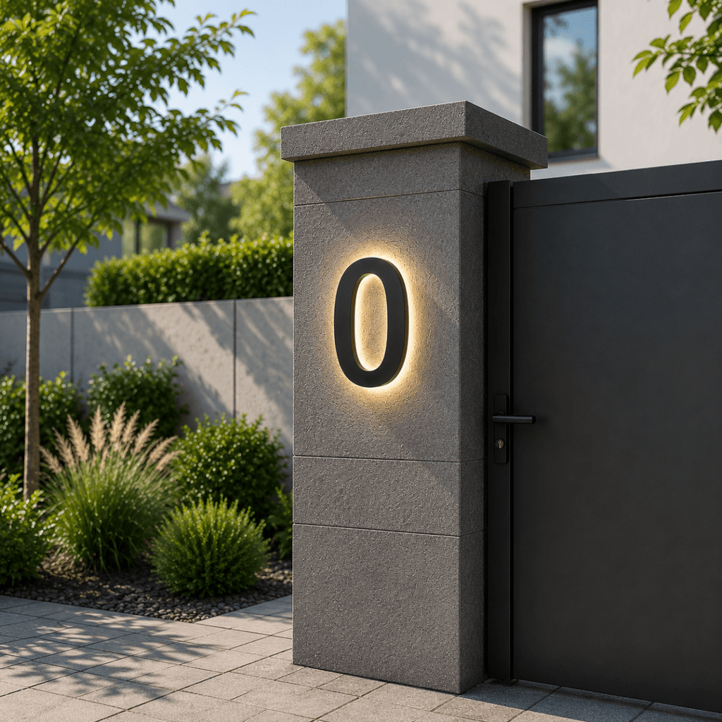 Individuell anpassbare LED-Hausnummern – modernes beleuchtetes Adressschild - Desfino