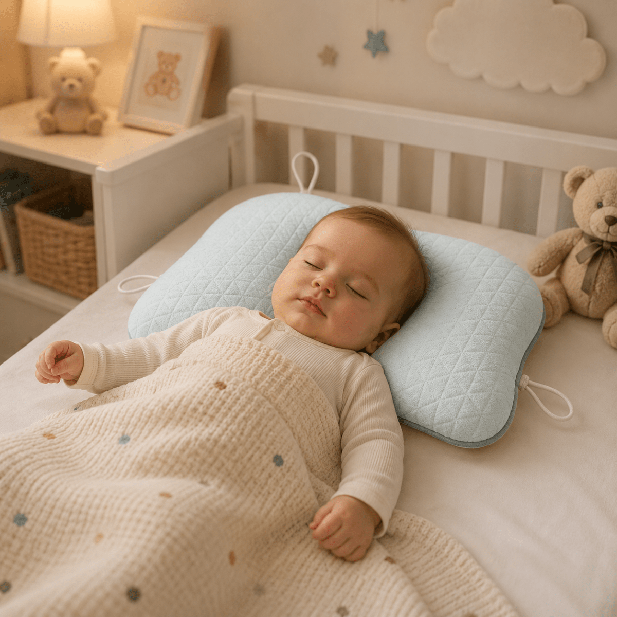 Oreiller ergonomique pour bébé - Soutien doux pour un positionnement reposant - Desfino