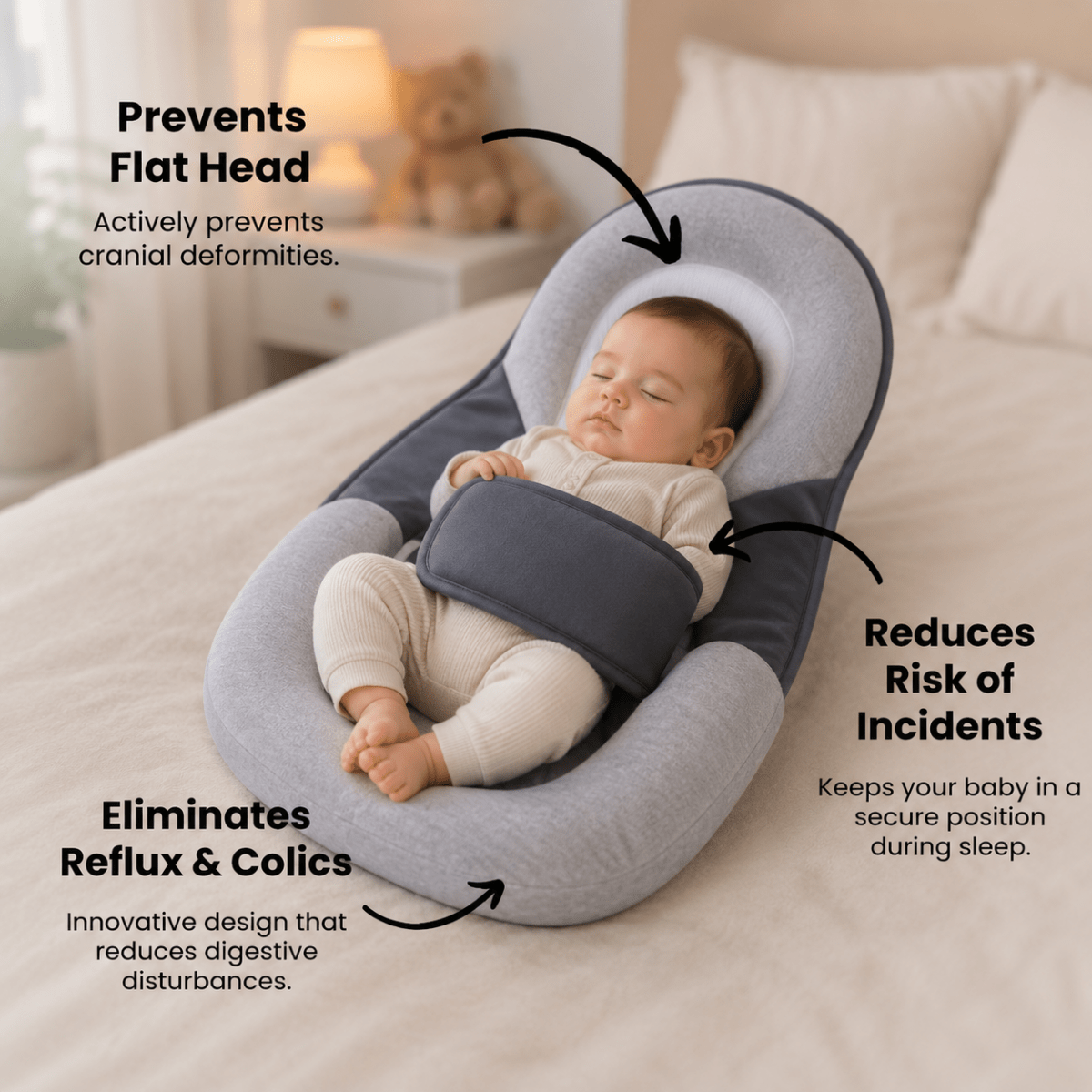 Oreiller ergonomique pour bébé CRADLELIFT — Soutien doux incliné - Desfino