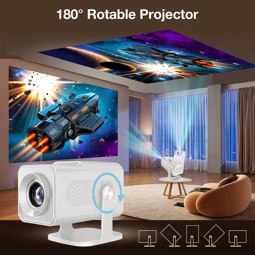 Projecteur rétro 7-en-1 : plus de 110,000 jeux, 70+ systèmes, sans WiFi - Desfino