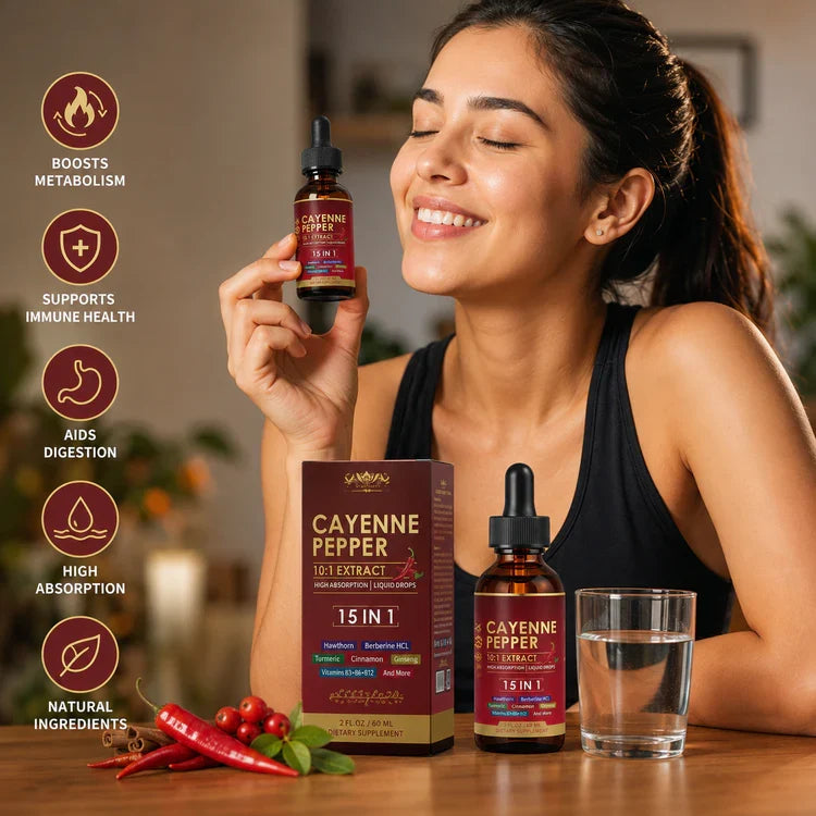 Cayenne Pepper Liquid Drops — Standard Dropper Bottle
