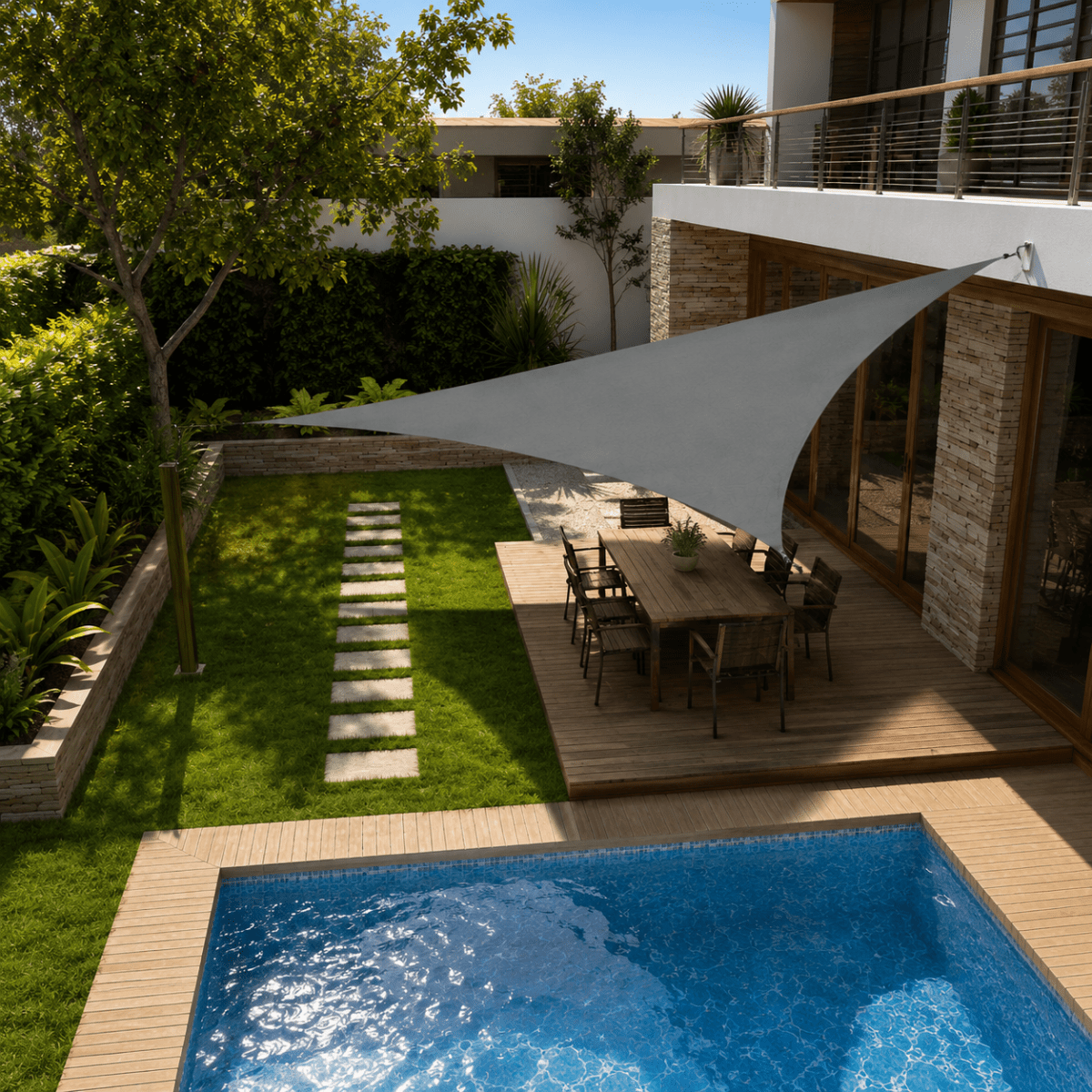 מפרש הצללה נגד קרינת UV — כיסוי חיצוני למרפסת ולחצר - Desfino