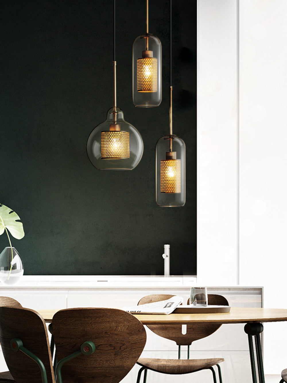 Chiswick Glass Pendant Light for Kitchen Island | Desfino