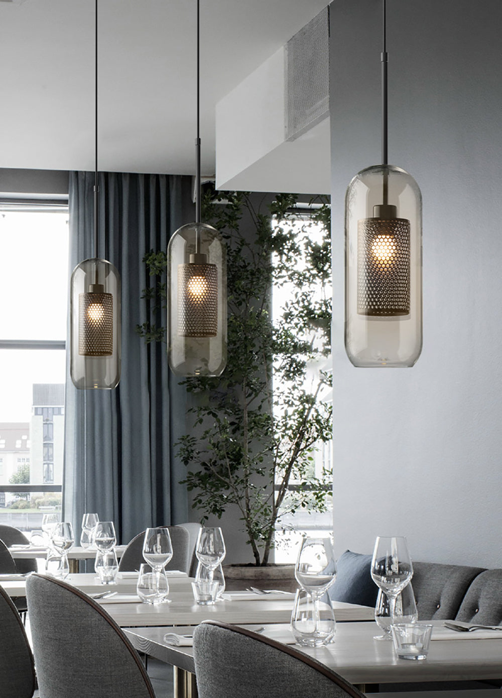 Chiswick Glass Pendant Light for Kitchen Island | Desfino