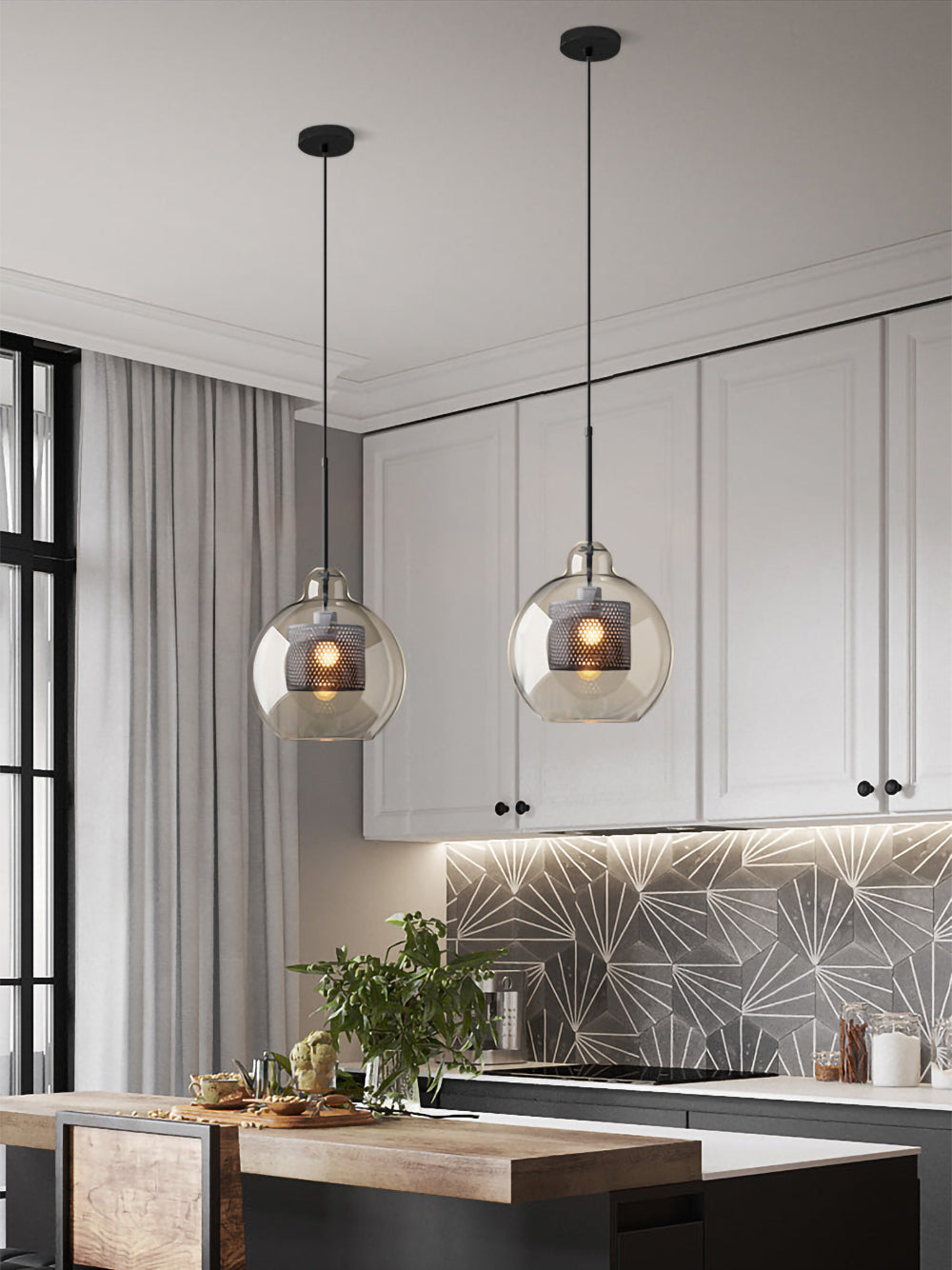 Chiswick Glass Pendant Light for Kitchen Island | Desfino