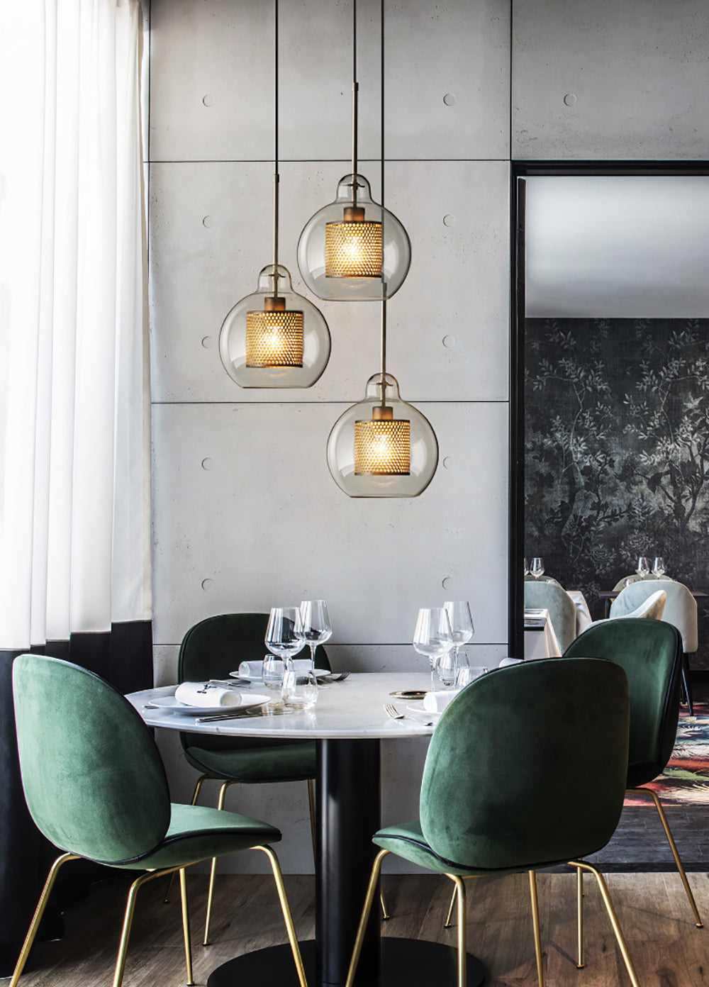 Chiswick Glass Pendant Light for Kitchen Island | Desfino
