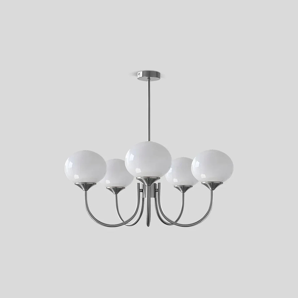 Pink Glass Globe Arm Chandelier for Living Room | Desfino