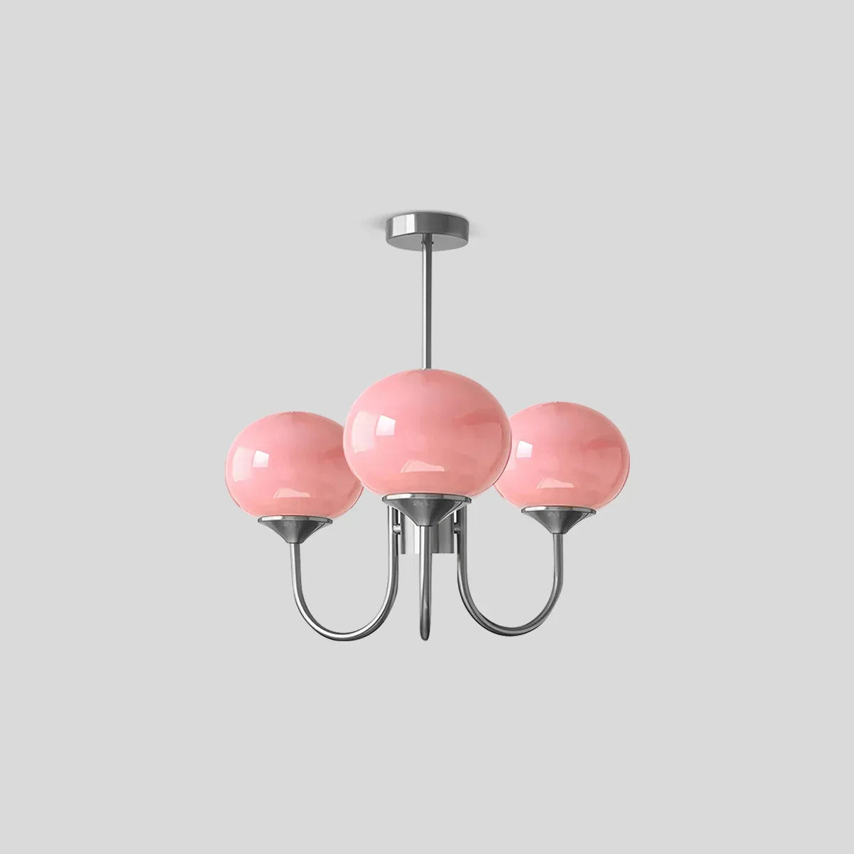 Pink Glass Globe Arm Chandelier for Living Room | Desfino