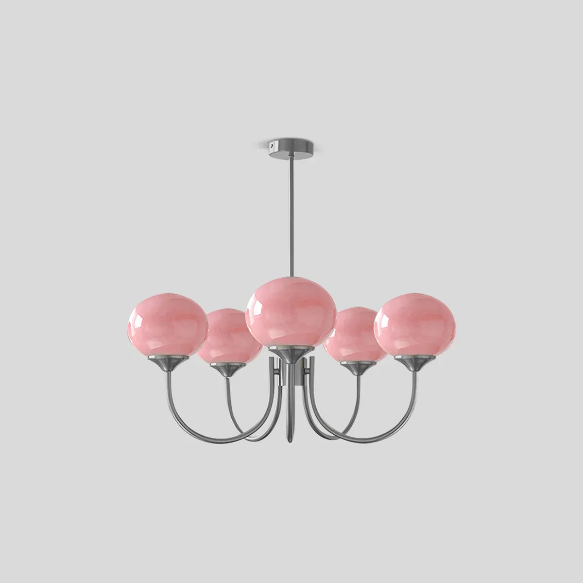 Pink Glass Globe Arm Chandelier for Living Room | Desfino